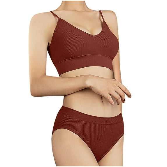 Meichang Women's 2PC Bra Sets Wirefree Push Up T-shirt Bras Seamless Full Coverage Bralettes Shapewear Breathable Full Figure Bras Lingerie Sets