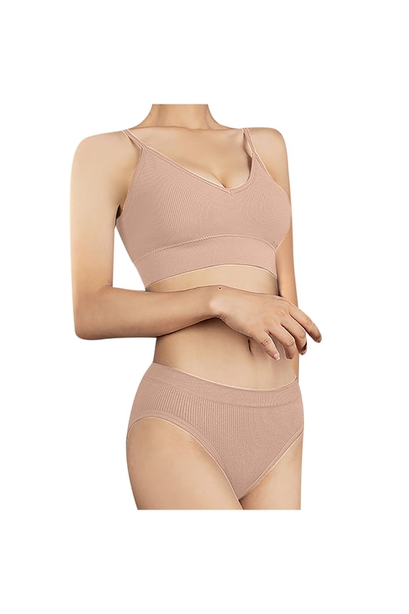 Women's 2PC Bra Sets Wirefree Push Up T-shirt Bras Seamless Full Coverage Bralettes Shapewear Breathable Full Figure Bras Lingerie Sets