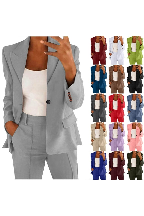 Meichang Blazers for Women Business Casual Long Sleeve Open Front Cardigan Solid Loose Fit Work Office Blazer Suit Coat Lightweight Dressy Jacket