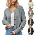 thumbnail image 1 of Meichang Women's Casual Button Down Chunky Cropped Cardigan Long Sleeve Open Front Knit Sweater Cardigans Black M, 1 of 8