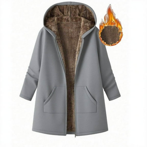 Meichang Women's Casual Full Zip Up Sherpa Lined Jacket Warm Long Sleeve Winter Coat Soft Cozy Fleece Jacket Outerwear with Pockets