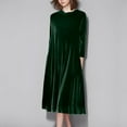 thumbnail image 1 of Meichang Women's Fall Winter Vintage Velvet Dress Long Sleeve Crew Neck Cocktail Dresses Flowy Long Wedding Guest Dress Mother Of The Bride Dresses for Wedding, 1 of 6