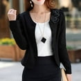 thumbnail image 1 of Meichang Women's Fashion Blazer Casual Crew Neck Solid Jackets Double Breasted Long Sleeve Cardigan Business Cropped Blazer Suit, 1 of 8