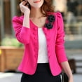 thumbnail image 1 of Meichang Women's Fashion Blazer Casual Crew Neck Solid Jackets Double Breasted Long Sleeve Cardigan Business Cropped Blazer Suit, 1 of 9