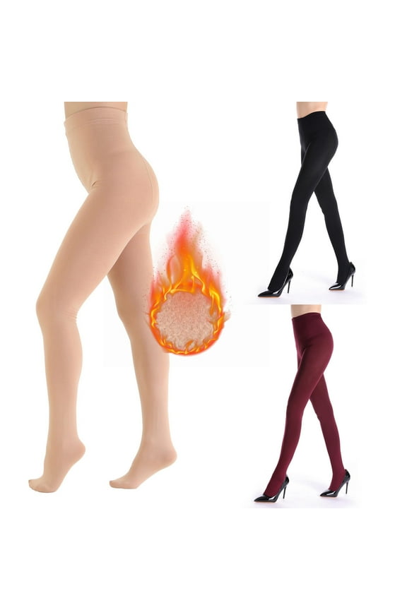 Women's Fleece Lined Tights High Waist Control Top Opaque Pantyhose Winter Warm Thermal Thick 150D Tights Stretchy Dance Footed Stockings
