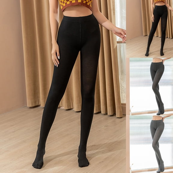 Meichang Women's Fleece Lined Tights Warm Fake Translucent Control Top Pantyhose High Waist Thermal Winter Tights Women