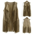 thumbnail image 1 of Meichang Women's Fringe Vest 70s Hippie Vest Sleeveless Western Faux Suede Tassel Leather Jacket Hippie Party Vest Cardigan, 1 of 10