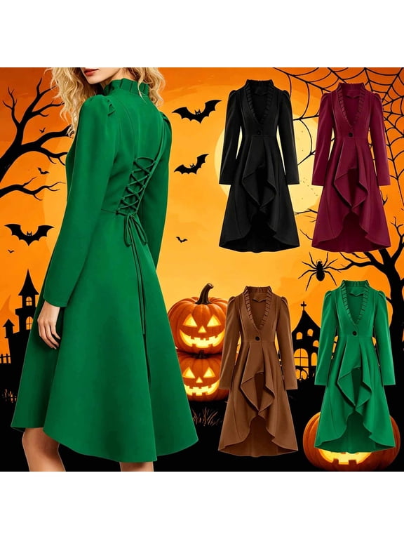 Women's Gothic Steampunk Tailcoat Jacket Vintage Medieval Victorian Coat Halloween Cosplay Costume