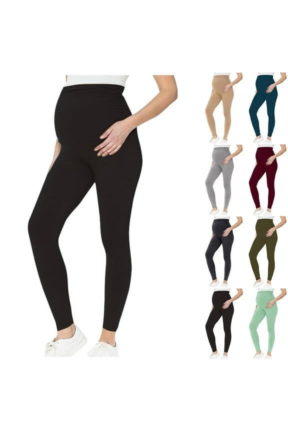 Women's Maternity Leggings Over The Belly Maternity Yoga Pants Stretchy Tights Workout Pregnancy Leggings