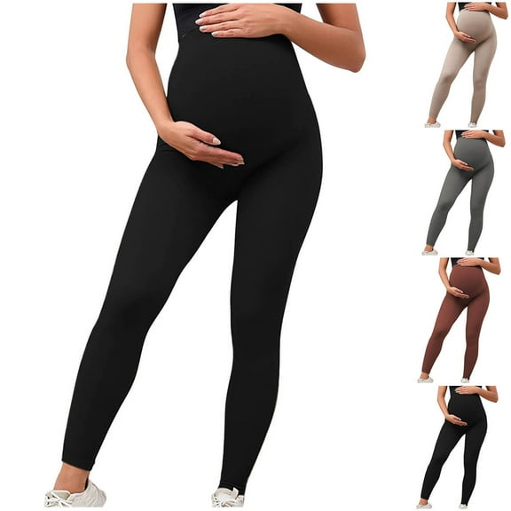 Meichang Women's Maternity Leggings Over The Belly Pregnancy Casual Yoga Pants High Waist Buttery Soft Workout Activewear Pregnancy Leggings