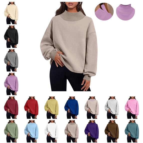 Meichang Women's Mock Neck Sweatshirt Oversized Cozy Drop Long Sleeve Pullover Casual Soft Lightweight Fall Winter Sweatshirts