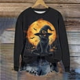 thumbnail image 1 of Meichang Women's Oversized Sweatshirts Halloween Black Cat Graphic Sweatshirt Crewneck Long Sleeve Fall Pullover Party Tops Halloween Sweatshirts, 1 of 6