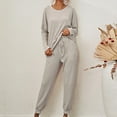 thumbnail image 1 of Meichang Women's Pajama Set 2 Piece Lounge Set Ribbed Knit Crew Neck Long Sleeve Pullover Tops Jogger Pants Set Fall Outfits Running Workout Sets Matching Tracksuit, 1 of 7