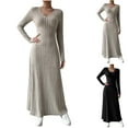 thumbnail image 1 of Meichang Women's Ribbed Knit Sweater Dress Bodycon Maxi Dress Casual Long Sleeve Crew Neck A Line Long Dress Winter Wedding Guest Dresses, 1 of 10
