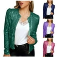 thumbnail image 1 of Meichang Women's Sequin Shrug Jacket Long Sleeve Open Front Glitter Blazer Bolero Wedding Party Sparkly Cropped Cardigan, 1 of 8