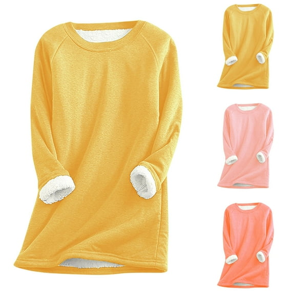 Meichang Women's Sherpa Pajama Tops Fleece Lined Sweatshirts Warm Long Sleeve Raglan Pullover Loungewear Thicken Thermal Tops
