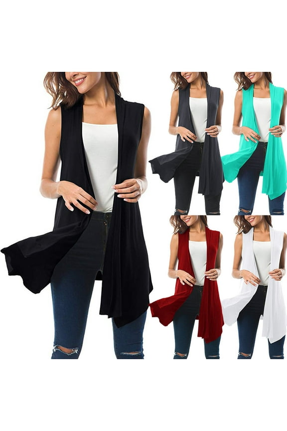Women's Sleeveless Cardigan Casual Long Open Front Flowy Drape Lightweight Duster Vest Women's Long Cardigan Vest