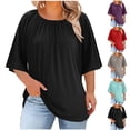 thumbnail image 1 of Meichang Women's Summer Plus Size Tops Basic Tees Short Sleeve Loose Fit Crew Neck Tshirts Solid Casual Work Tops, 1 of 6