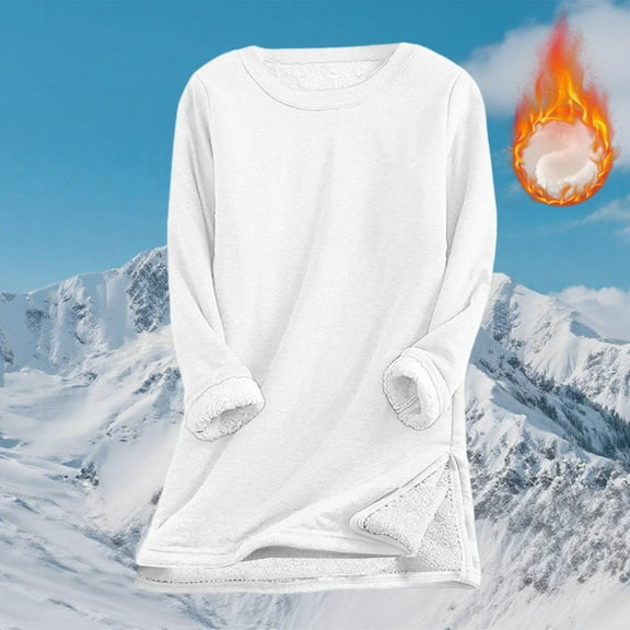 Meichang Women's Sweatshirts Sherpa Lined Fleece Sweatshirt Winter Long Sleeve Crewneck Warm Pullover Tunic Tops Loungewear