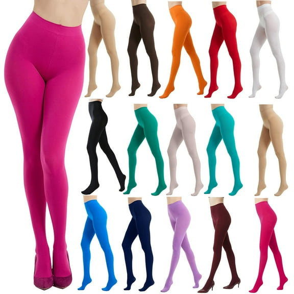 Meichang Women's Tights Opaque Footed Pantyhose Tights High Waist 80D Control Top Tights Stretchy Pantyhose
