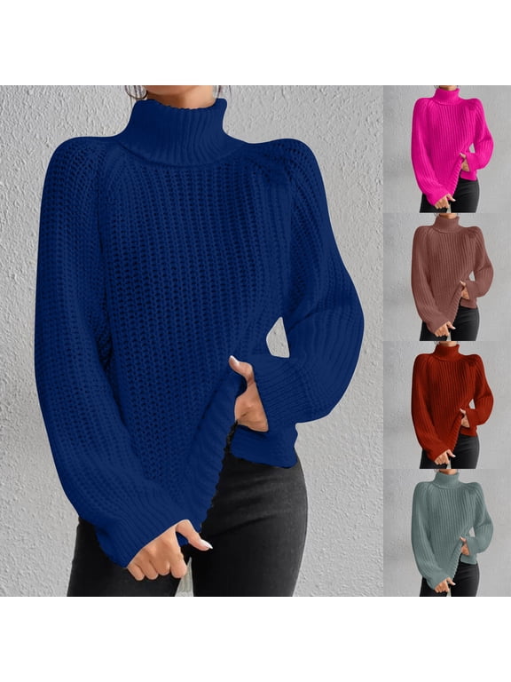 Women's Turtleneck Sweaters Oversized Slouchy Knit Sweater Fall Long Sleeve Chunky Knitted Pullover Sweater Jumper Tops