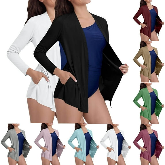 Meichang Women's UPF 50+ Cardigan Sun Shirts Long Sleeve Lightweight Sun Cardigan Sun Protection Shirts Lightweight Open Front Cardigan for Women with Pockets