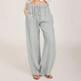 thumbnail image 1 of Meichang Women's Wide Leg Lounge Pants Elastic High Waist Drawstring Solid Casual Trousers Baggy Lightweights Long Pants with PocketsGrayXL, 1 of 5