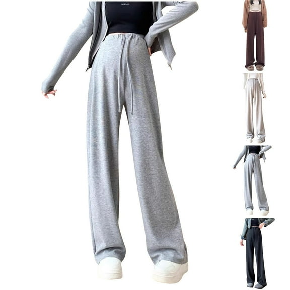 Meichang Women's Wide Leg Maternity Pants Over The Belly Drawstring Waist Loose Fit Pregnancy Pants Solid Casual Lounge Maternity Trousers