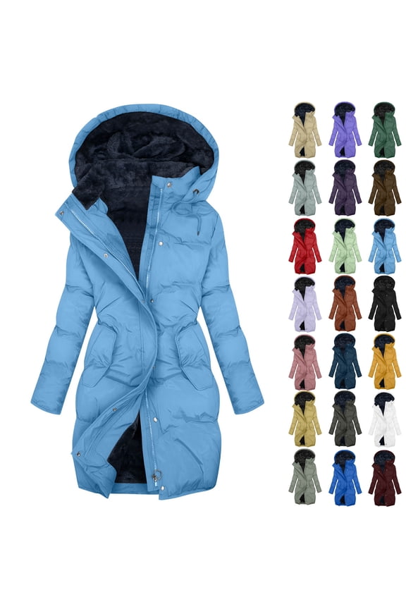 Women's Winter Coat Fleece Lined Puffer Jacket Plus Size Waterproof Detachable Hooded Zip Up Down Jackets Warm Thermal Thick Sherpa Parka Jackets with Pockets