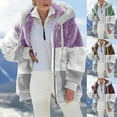 thumbnail image 1 of Meichang Women's Winter Coat Hooded Zip Up Fuzzy Fleece Jackets Color Block Long Sleeve Winter Jackets Warm Thick Outwear Coats, 1 of 7