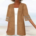 thumbnail image 1 of Meichang Womens Casual Lightweight Cardigans 3/4 Sleeve Mesh Patchwork Kimono Cardigans Sheer Resort Wear Cover Up Tops Plus Size Loose Summer Cardigan for Women, 1 of 5