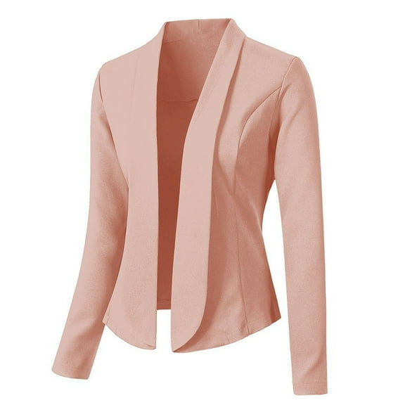 Meichang Womens Casual Pocketed Office Blazers Open Front Lapel Cardigans Solid Long Sleeve Jacket Work Office Suit Coat