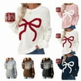 thumbnail image 1 of Meichang Womens Christmas Sweater Cute Bow Long Sleeve Knit Sweaters Fall Winter Loose Crewneck Knit Pullover, 1 of 9
