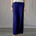 thumbnail image 1 of Meichang Womens Cotton Linen Palazzo Pants Plus Size Drawstring Elastic Waist Casual Wide Leg Trousers Summer Solid Baggy Lounge Pants with Pockets, 1 of 6