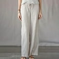 thumbnail image 1 of Meichang Womens Cotton Linen Palazzo Pants Plus Size Drawstring Elastic Waist Casual Wide Leg Trousers Summer Solid Baggy Lounge Pants with Pockets, 1 of 6
