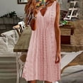 thumbnail image 1 of Meichang Womens Eyelet Dresses Plus Size Boho Eyelet Pastel Dresses Sleeveless V Neck Solid Dresses Flowy Beach Midi Dresses Pink XL, 1 of 6