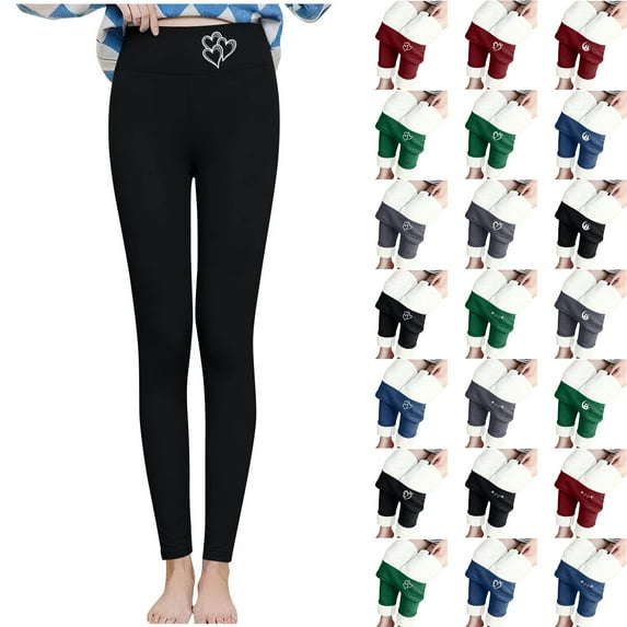 Meichang Womens Fleece Lined Leggings Winter Warm Thick Tights Thermal Valentine's Day Pants Tummy Control Stretchy Cold Weather Clothes