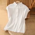 thumbnail image 1 of Meichang Womens Linen Button Down Shirts Solid Lapel Cap Sleeve Tops Work Office Casual Blouses Comfy Lightweight Basic Summer Tops White XXL, 1 of 4