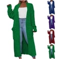 thumbnail image 1 of Meichang Womens Long Cable Knit Cardigan Chunky Open Front Duster Cardigan with Pockets Long Sleeve Fall Winter Maxi Knit Sweater Cardigans Outerwear Green XXL, 1 of 1