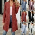 thumbnail image 1 of Meichang Womens Long Cardigan Sweaters Open Front Long Sleeve Ribbed Knit Cardigan Fall Soft Slim Fit Dressy Cardigans Outwear Top with Pockets, 1 of 9