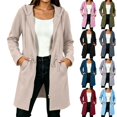 thumbnail image 1 of Meichang Womens Long Zip Up Hoodie with Drawstring Waist Hooded Sweatshirt Fall Casual Long Sleeve Full Zip Hoodies Jacket with Pockets, 1 of 10