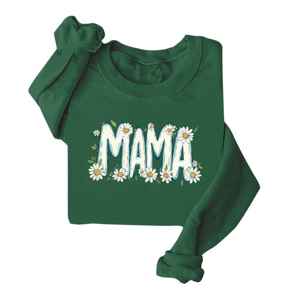 Meichang Womens Mama Sweatshirt Long Sleeve Oversized Sweatshirts Crew Neck Pullover Mama Graphic Comfy Fall Sweatshirt