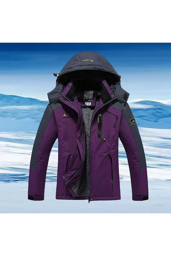 Meichang Womens Rain Jacket Waterproof Coat Fleece Lined Windproof Winter Coat Lightweight Hiking Jackets with Hood & Pocket