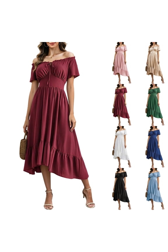 Womens Renaissance Vintage Off Shoulder Short Sleeve Corset Dress Gothic Medieval Victorian Cocktail Ball Gown Halloween Costumes