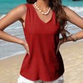 thumbnail image 1 of Meichang Womens Sleeveless V Neck Tank Tops Summer Loose Fit Comfy Shirts Basic Solid Color Tops Lightweight Going Out Pullover Blouses, Red M, 1 of 8