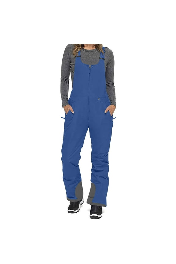 Womens Snow Bibs Pants Insulated Waterproof Ski Bib Overalls Outdoor Snowboarding Winter Athletic Pants Warm Windproof Ski Overall Snowpants with Pockets