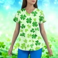 thumbnail image 1 of Meichang Womens St Patricks Day Nurse Uniforms Shamrock Graphic Tees Scrub Tops Short Sleeve V Neck Working Uniforms with Pockets, 1 of 5