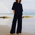 thumbnail image 1 of Meichang Womens Summer 2 Piece Outfit Casual Loose Half Sleeve Crewneck Top and Wide Leg Pant Lounge Set Plus Size Sleepwear Loungwear, 1 of 5