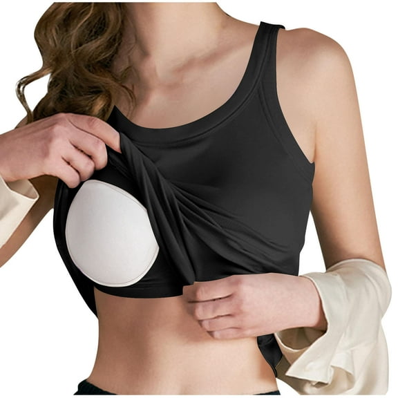 Meichang Womens Tank Top with Built in Bra Ribbed Tank Tops Sleeveless Scoop Neck Camis Padded Camisole Yoga Bra Tanks Tops Undershirts