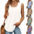 thumbnail image 1 of Meichang Women's Casual Tank Tops Summer Crewneck Sleeveless Tunic Flowy Loose Shirts Solid Color Basic T Shirts Shirts Comfy Streetwear Tanks Tops for Women, 1 of 9